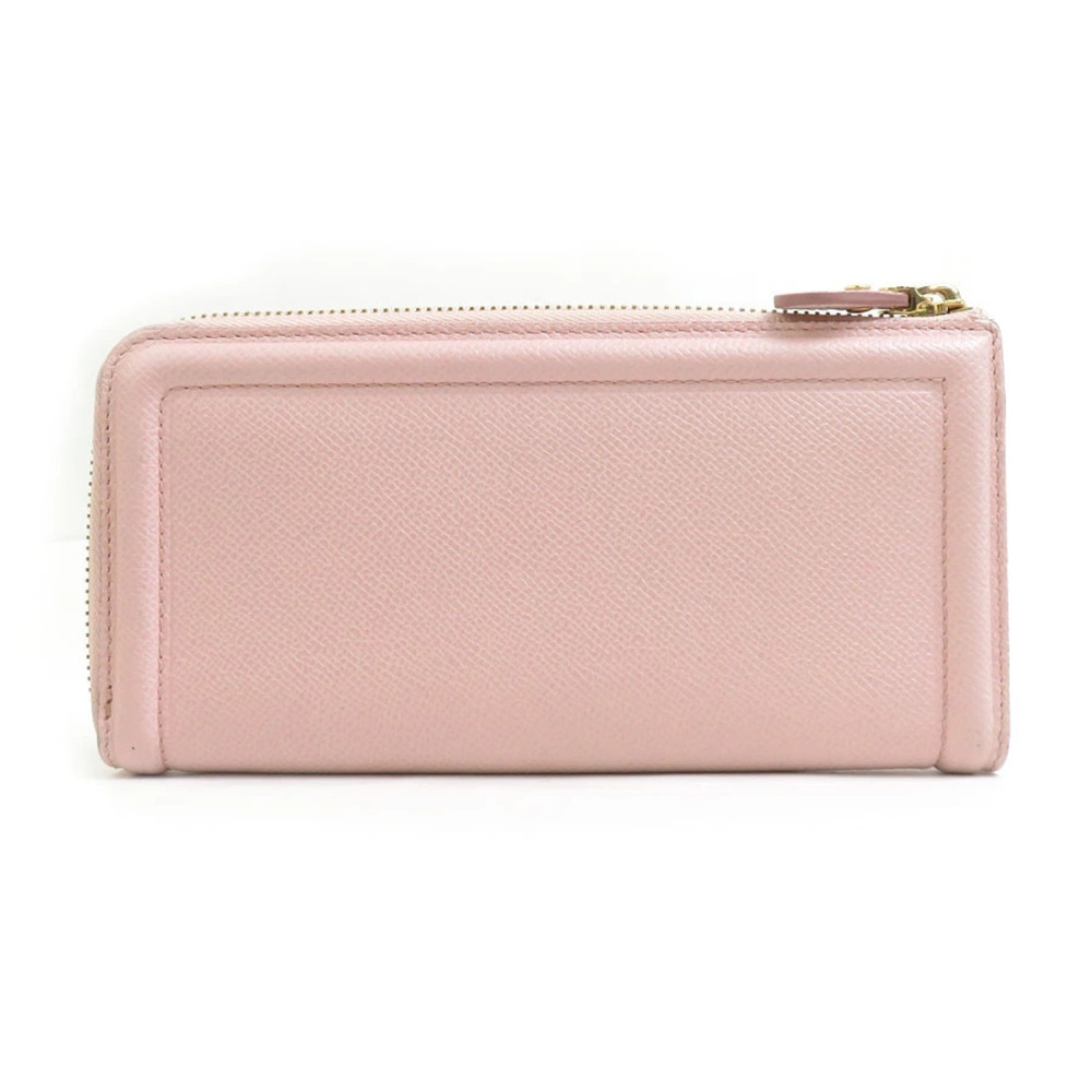 Salvatore Ferragamo Pink Round Leather Wallet Long Vara Rion Zip Pink